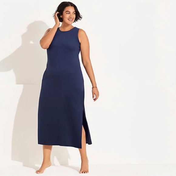 Lands' End Dresses & Skirts - Lands End Plus Size Knit Dress Navy Blue Sleeveless Maxi Dress Cotton Cover Up